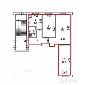 3-к. квартира, 59,5 м², 1/5 эт.