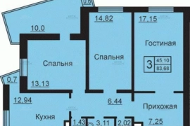 3-к. квартира, 84 м², 18/19 эт.