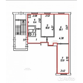 3-к. квартира, 59,5 м², 1/5 эт.
